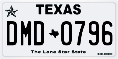 TX license plate DMD0796