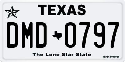 TX license plate DMD0797