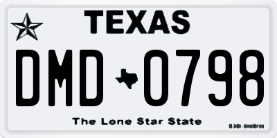 TX license plate DMD0798