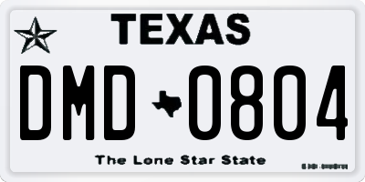 TX license plate DMD0804