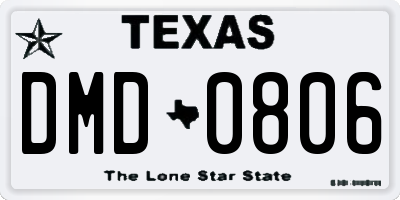 TX license plate DMD0806