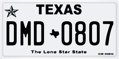 TX license plate DMD0807