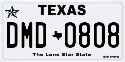 TX license plate DMD0808