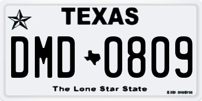 TX license plate DMD0809