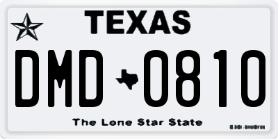 TX license plate DMD0810