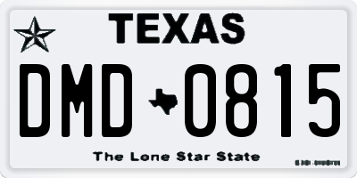 TX license plate DMD0815