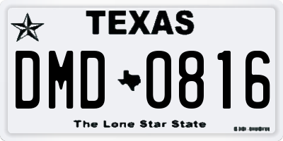 TX license plate DMD0816