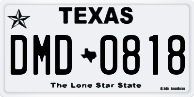 TX license plate DMD0818