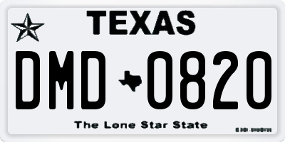 TX license plate DMD0820