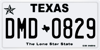 TX license plate DMD0829