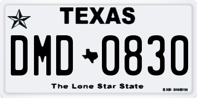 TX license plate DMD0830