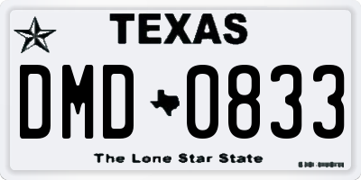 TX license plate DMD0833