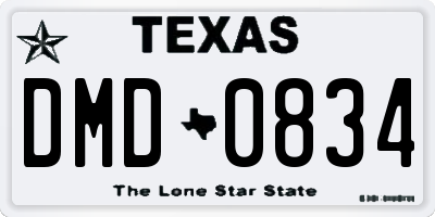 TX license plate DMD0834