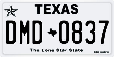 TX license plate DMD0837