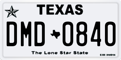 TX license plate DMD0840