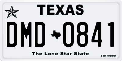 TX license plate DMD0841