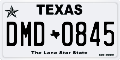 TX license plate DMD0845