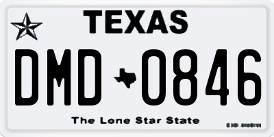 TX license plate DMD0846