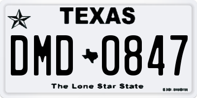TX license plate DMD0847