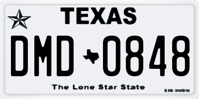 TX license plate DMD0848