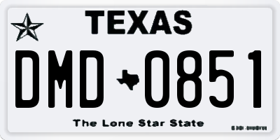 TX license plate DMD0851