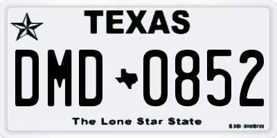 TX license plate DMD0852