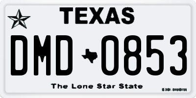 TX license plate DMD0853