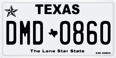 TX license plate DMD0860