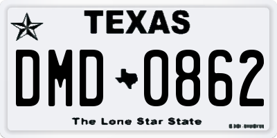 TX license plate DMD0862