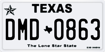 TX license plate DMD0863