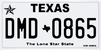 TX license plate DMD0865