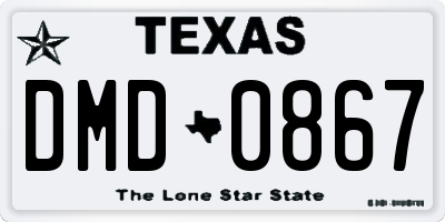 TX license plate DMD0867