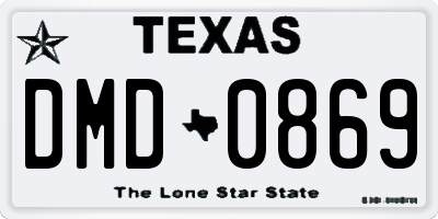 TX license plate DMD0869