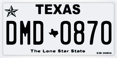 TX license plate DMD0870