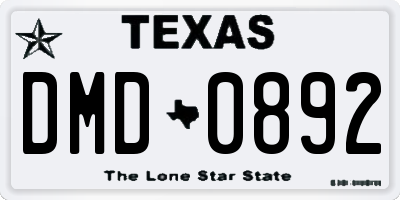 TX license plate DMD0892