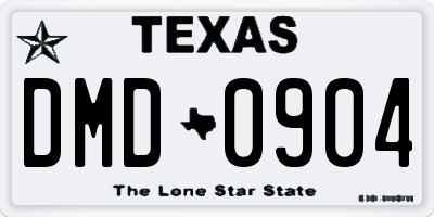 TX license plate DMD0904