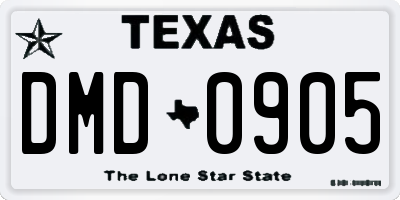 TX license plate DMD0905