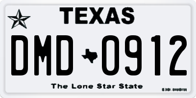 TX license plate DMD0912
