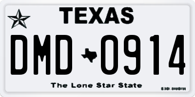 TX license plate DMD0914