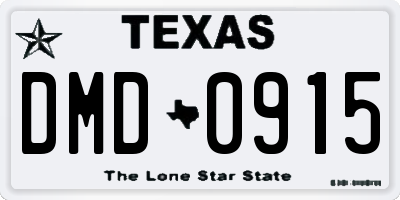 TX license plate DMD0915