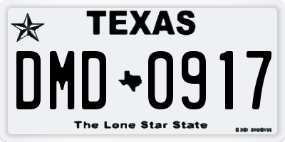 TX license plate DMD0917