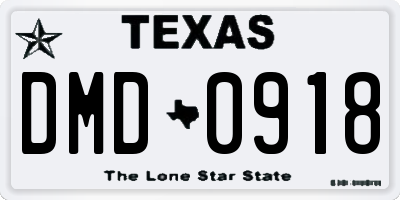 TX license plate DMD0918