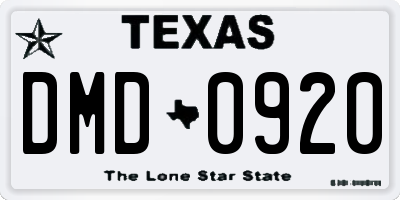 TX license plate DMD0920