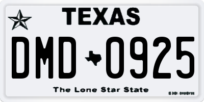 TX license plate DMD0925