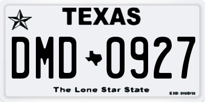 TX license plate DMD0927
