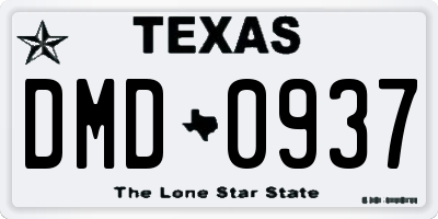 TX license plate DMD0937