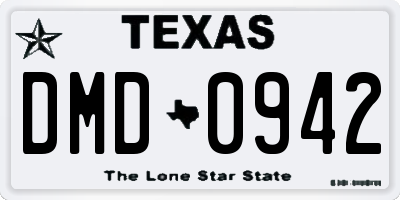 TX license plate DMD0942