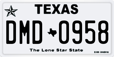 TX license plate DMD0958