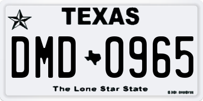 TX license plate DMD0965