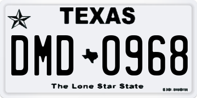 TX license plate DMD0968